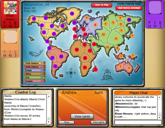 Total Diplomacy: Facebook ATTACK! Risk strategy game screenshot